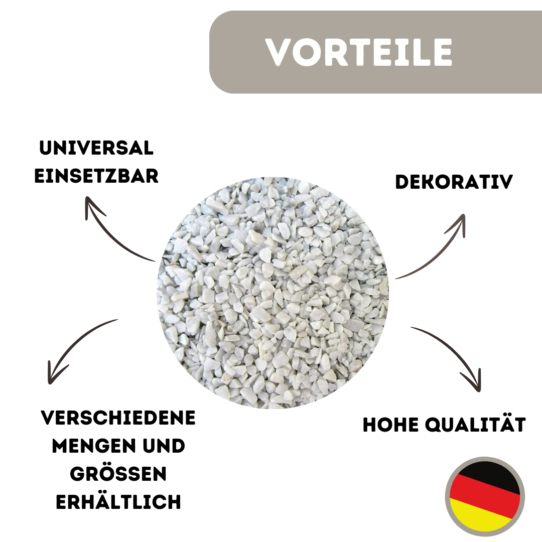 Dekosteine | Weiß | 7-15mm | Marmorkies | Natursteine zur Dekoration | Zierkies