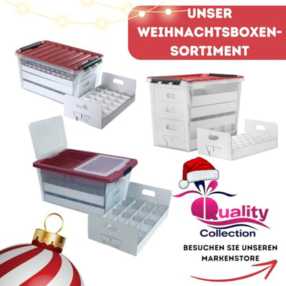 Quality Collection Weihnachtskugel-Aufbewahrungsbox mit Deckel | Compact | 47 Liter | 148 Weihnachtskugeln | Christbaumschmuck und Deko | BPA-frei