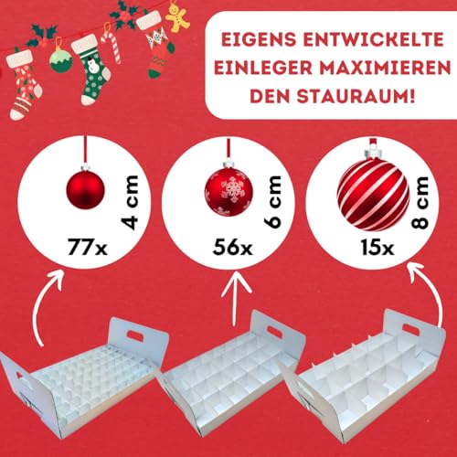 Quality Collection Weihnachtskugel-Aufbewahrungsbox mit Deckel | Compact | 47 Liter | 148 Weihnachtskugeln | Christbaumschmuck und Deko | BPA-frei