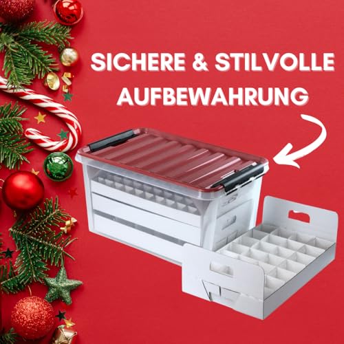 Quality Collection Weihnachtskugel-Aufbewahrungsbox mit Deckel | Compact | 47 Liter | 148 Weihnachtskugeln | Christbaumschmuck und Deko | BPA-frei