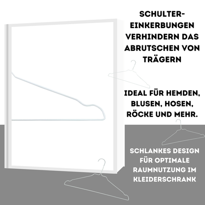 Quality-Collection | Drahtbügel Weiß | 100-450 Stück | Drahtbügel | Metall Kleiderbügel | Zink- und Pulverbeschichtung | Platzsparend | 2,3 mm Stärke | Mit Einkerbungen | Für Hausgebrauch, Reinigung & Einzelhandel