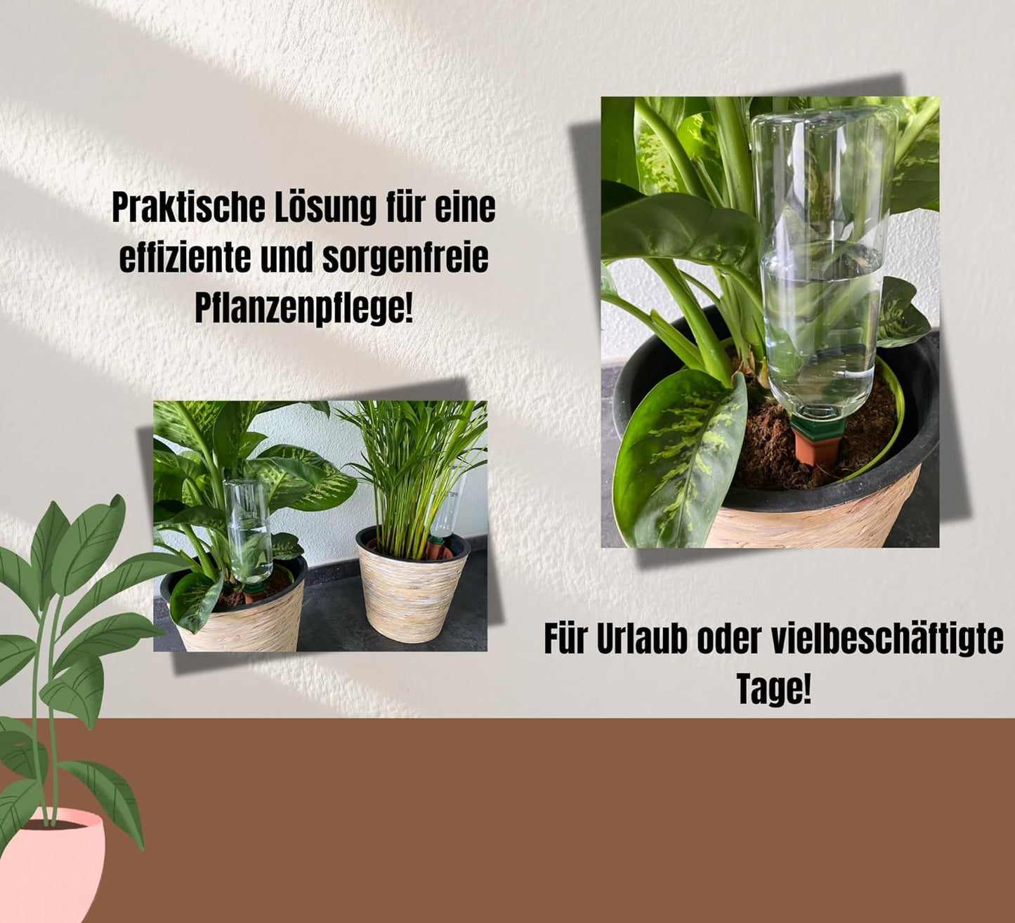 Tonkegel für die Pflanzenbewässerung inkl. Flaschen | 4er-Set