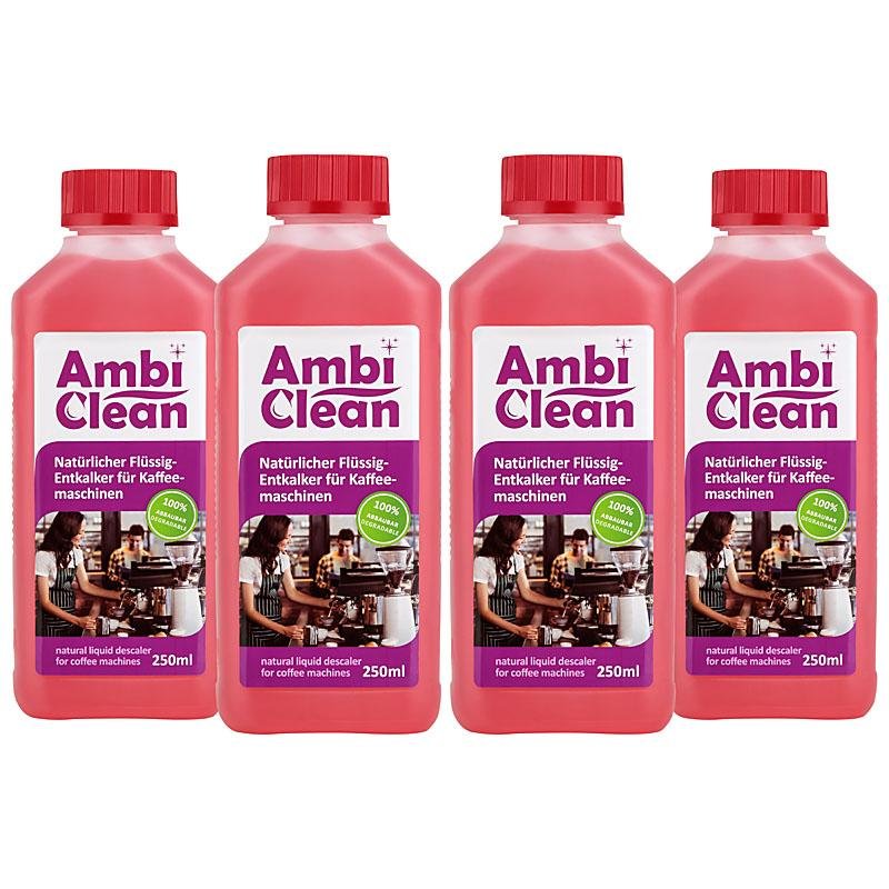 AmbiClean Flüssigentkalker für Kaffeevollautomat etc. 4x250 ml I 1000 ml - Ambideluxe GmbH