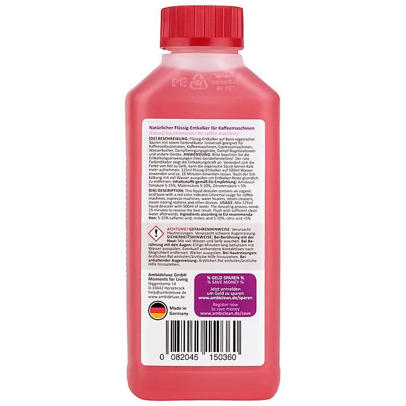 AmbiClean Flüssigentkalker für Kaffeevollautomat etc. 4x250 ml I 1000 ml - Ambideluxe GmbH